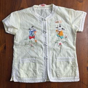 Vintage Kids Shirt in Light Yellow with Embroidered Design